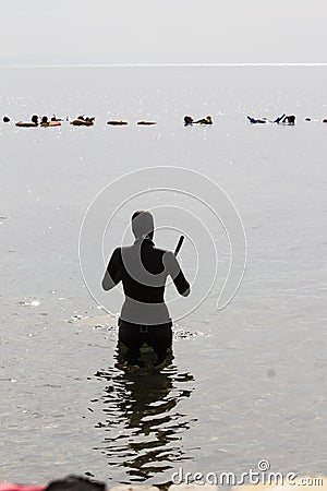 Freediving at the Blue Hole, Dahab, Egypt. Editorial Stock Photo