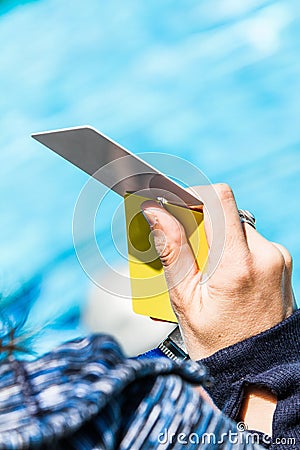 Freediving White Card Result Stock Photo