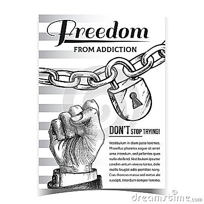 Freedom From Addiction Advertising Poster Vector Vector Illustration