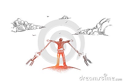 Freedom, business, freelance, chains, lifestyle concept. Hand drawn isolated vector. Vector Illustration