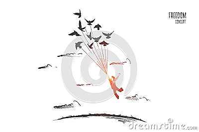 Freedom concept. Hand drawn isolated vector. Vector Illustration