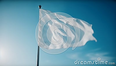 Freedom flying high, patriotism symbolized by waving flagpole generated by AI Stock Photo