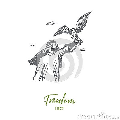 Freedom, Islam, lifestyle, fascination concept. Hand drawn isolated vector. Vector Illustration