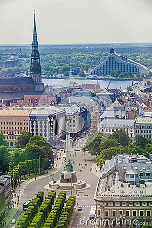 Freedom monument Riga, Latvia Editorial Stock Photo