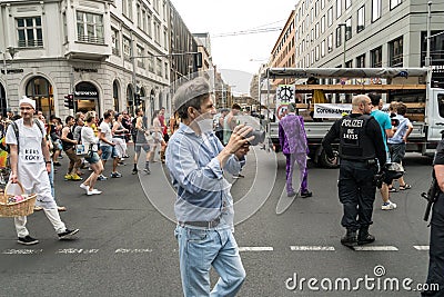 Freedom Parade anti corona demonstration, Berlin Editorial Stock Photo