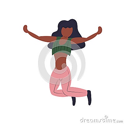 Freedom people flying, floating and jumping in air. Happy free youth human character relax and dream set. Women fly down Vector Illustration