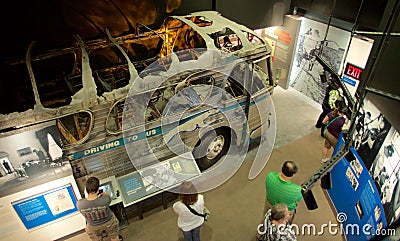 Freedom Riders Bus Bombing exhibit at the National Civil Rights Museum at the Lorraine Motel Editorial Stock Photo