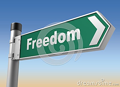 Freedom road sign Cartoon Illustration