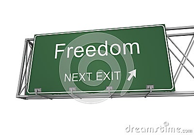 Freedom road sign 3d illustration Cartoon Illustration