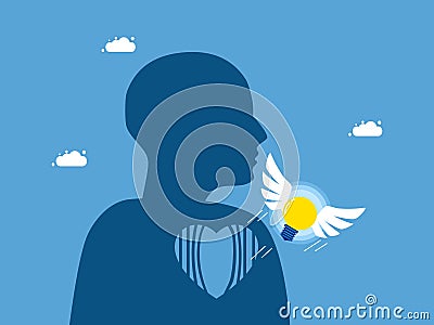 Freedom of thought and discovery of ideas. a light bulb blew out of the heart Vector Illustration