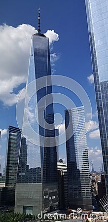 Freedom Tower One World Trade Center Cloud Reflections skyline Editorial Stock Photo