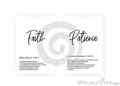 Faith and patience definition, vector Vector Illustration