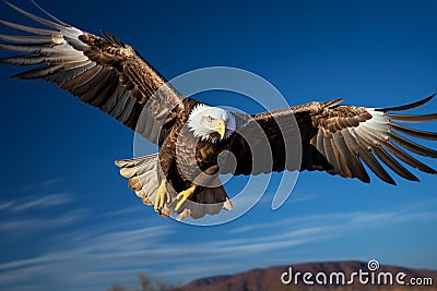 Freedoms symbol majestic eagle soars in a clear blue sky Stock Photo