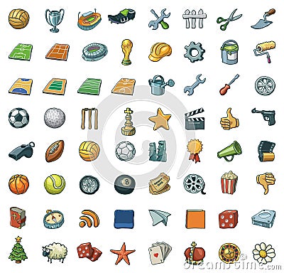 Freehand Assorted Icons Stock Photo