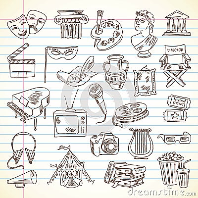 Freehand drawing Culture and Art items Vector Illustration