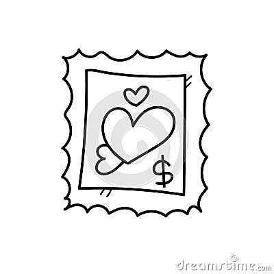 Freehand drawing love stamp illustration. Cartoon Illustration