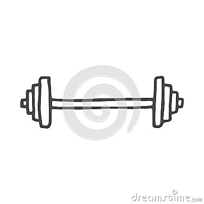 Freehand drawn cartoon barbell. Vector doodle rod. Vector Illustration