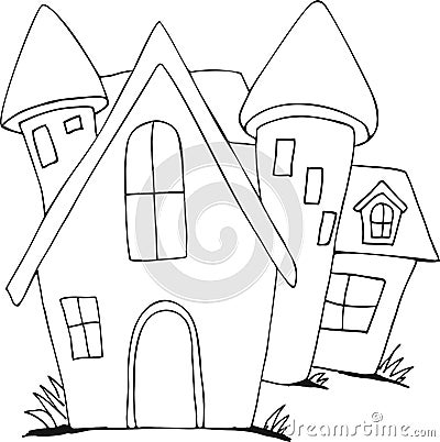 Freehand drawn cartoon castle Vector Illustration