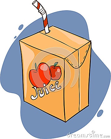 Freehand drawn cartoon juice box Vector Illustration