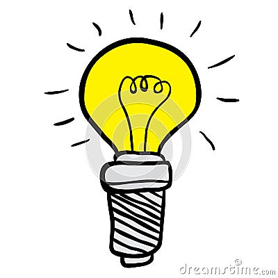 Freehand drawn cartoon lightbulb Vector Illustration