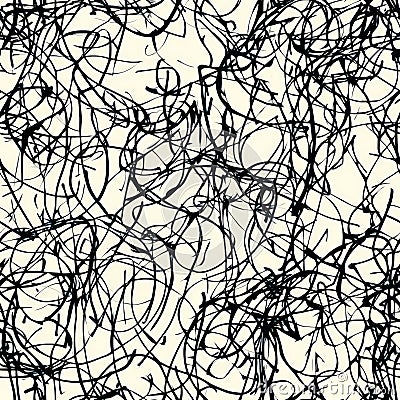 A freehand scribble pattern of chaotic lines, loops, and abstract forms Stock Photo