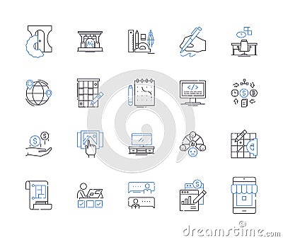 Freelance business outline icons collection. Freelancing, Business, Entrepreneur, Self-Employed, Remote, Consultant Vector Illustration