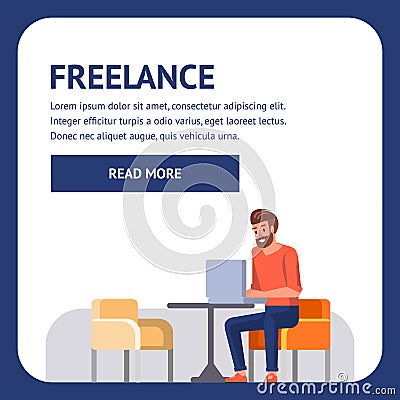 Freelance Businessman. Online Shopping Project Vector Illustration