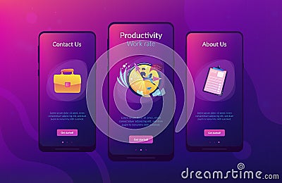 Time management app interface template. Vector Illustration