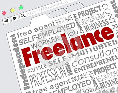Freelance Indpendent Contractor Website Developer Word Collage Stock Photo