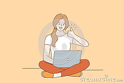 Freelance, Online distant work, internet technologies concept Vector Illustration