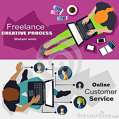 Freelance, online service concept Stock Photo