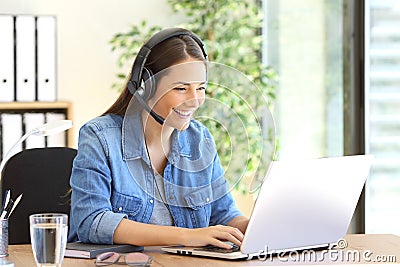 Freelance operator working in telemarketing Stock Photo