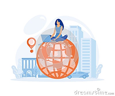 freelance remote work and global outsourcing. Vector Illustration