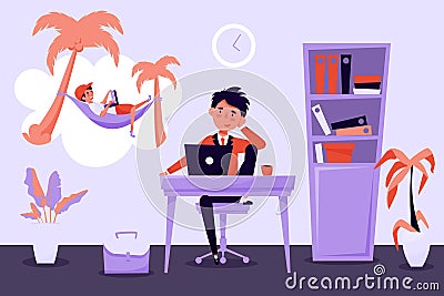 Freelance Work Cartoon Composition Vector Illustration