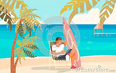 Freelancer on the beach Vector Illustration