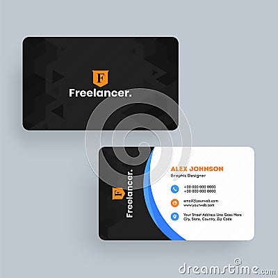 Freelancer business card or horizontal template design. Stock Photo