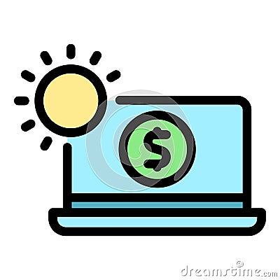 Freelancer laptop icon vector flat Stock Photo