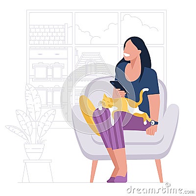 Freelancer is working outsourced. Vector Illustration