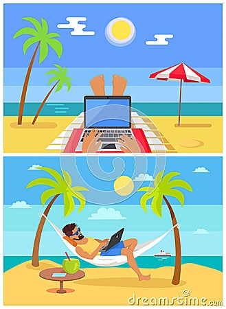 Freelancers Collection Beach Vector Illustration Vector Illustration