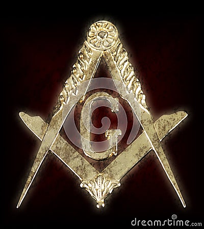Freemasonry golden medal square & compass Stock Photo