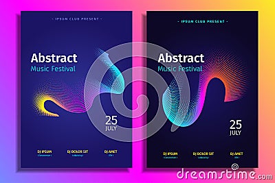 Abstract music electronic poster template with gradient shape Vector Illustration