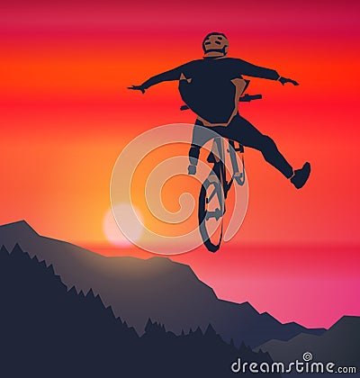 Freeride bicycle racer Vector Illustration