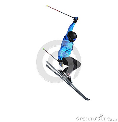 Freeride skier jumping Stock Photo