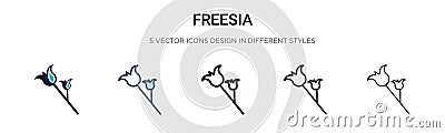 Freesia icon in filled, thin line, outline and stroke style. Vector illustration of two colored and black freesia vector icons Vector Illustration