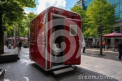 Freestanding street toilet with public pissoir, urban planning Stock Photo