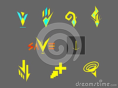 Freestyle alien icon logo button download vector Vector Illustration