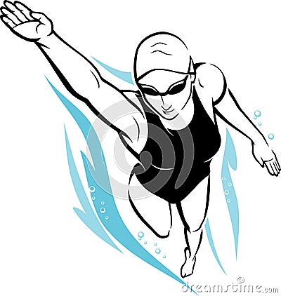 Freestyle Female Swimmer Vector Illustration