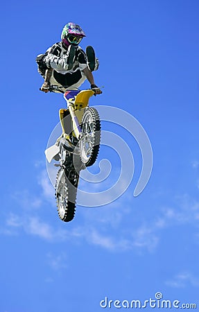 Freestyle Motorcycle Jumping Stock Photo