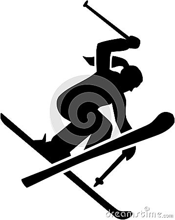 Freestyle skiing woman Vector Illustration