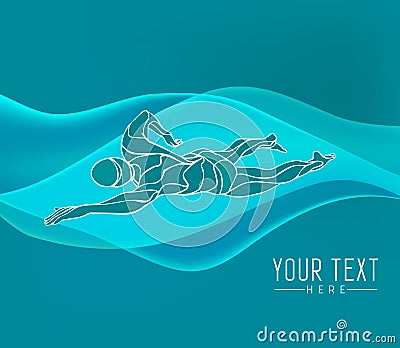 Freestyle Swimmer Silhouette. Sport swimming athlete Vector Illustration